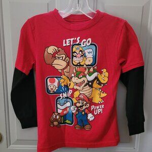 Nintendo Mario and All the Gang Red Long Sleeved T-shirt Boys Size 8